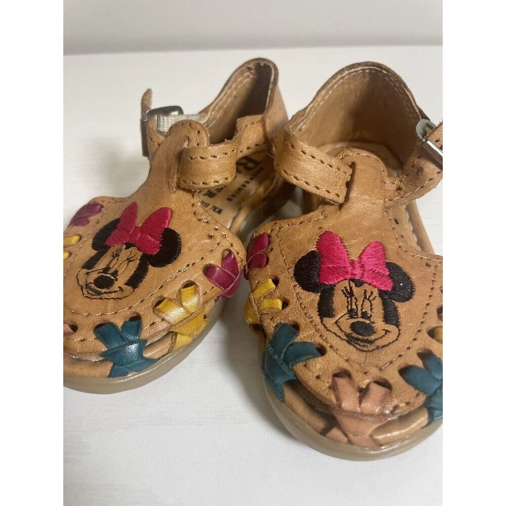 Raguer Minnie Mouse Leather‎ Sandals Size 13 Kids Hecho en Mexico